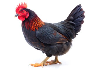 Fototapeta premium Black and red chicken isolated on white background