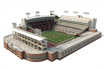 football stadium in 3d render realistic on white background, PNG