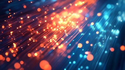Fototapeta premium background image of glowing fiber optic cables with light pulses moving through them, creating a shiny and futuristic effect
