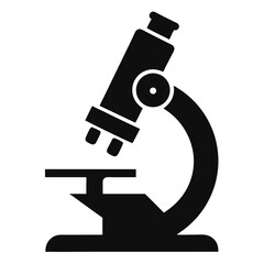 Black microscope structure shows science equipment for laboratory or biological research on a transparent background
