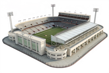 football stadium in 3d render realistic on white background, PNG