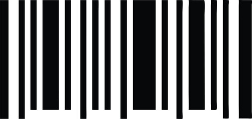 Black vertical bars appear unevenly spaced on white background, creating unique barcode shape with transparency