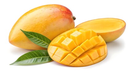 Fototapeta premium Golden Delight Fresh Mango isolated on white background