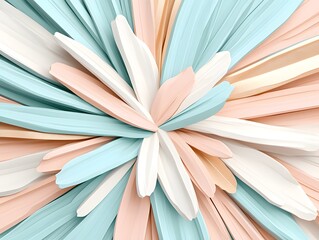 Abstract Pastel Flower Design Soft Peach Mint and White Petals Radiating outwards creating a calming and elegant visual