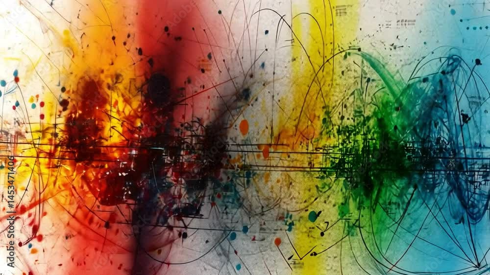 Poster chromatic symphony: a vibrant explosion of color dances across the canvas, interwoven with intricate