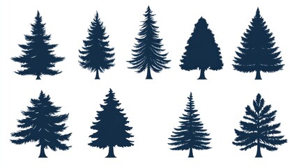 Obraz premium Silhouettes of various pine trees (1)