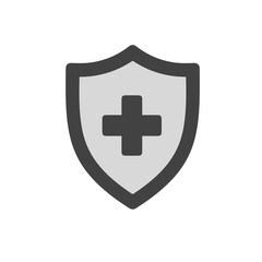 Obraz premium Shield with Medical Cross Icon in Flat Design 