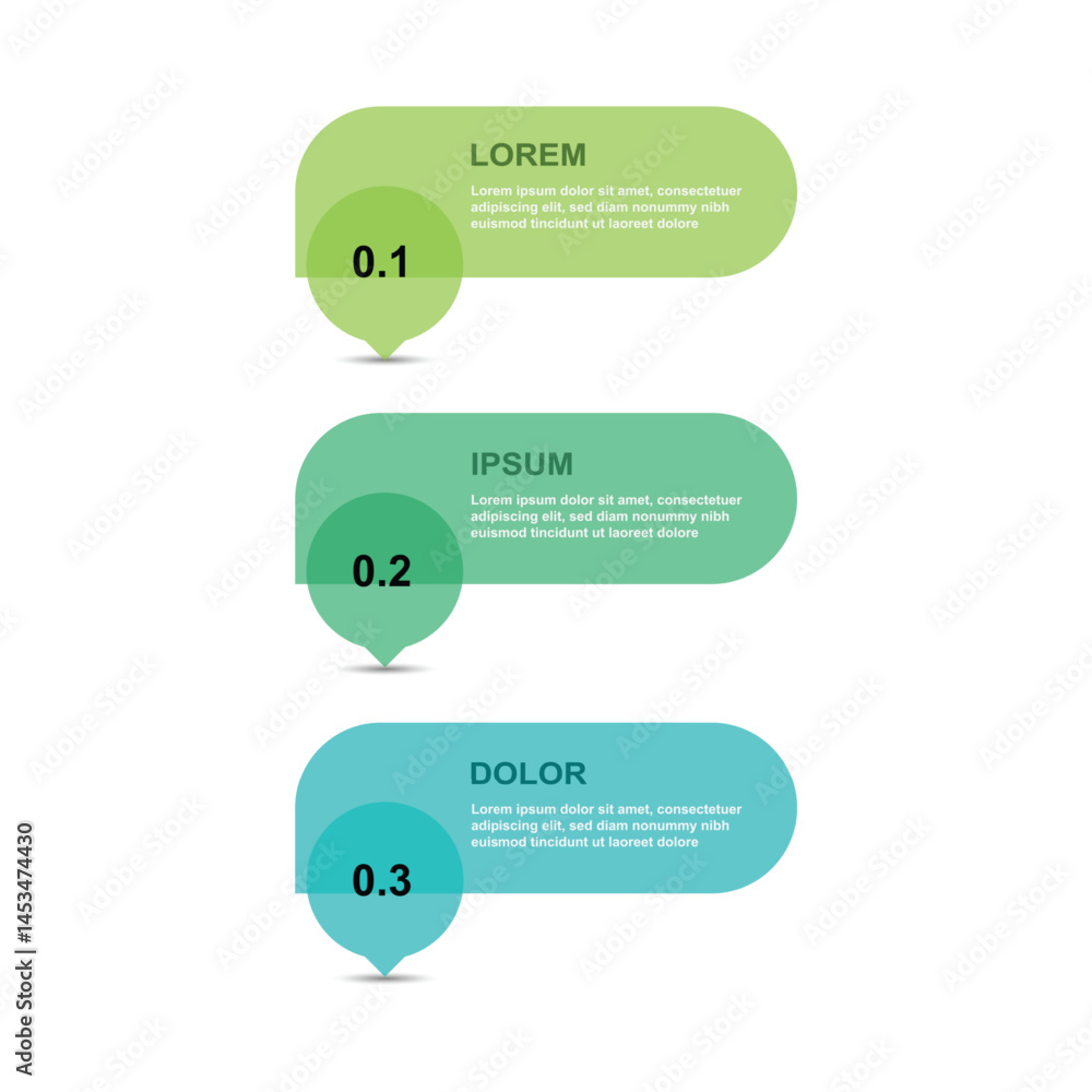 Aufkleber 3 step infographic template. Banner presentation with icons and columns. Vector illustration suitable for business information and web graphic design.