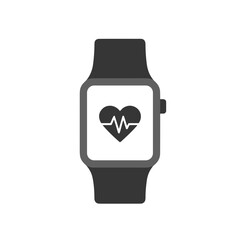 Smartwatch with Heartbeat Graphic on Screen  