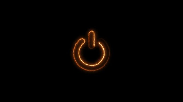 Neon power on off button icon animation.Power icon with neon light for technology and Innovation.