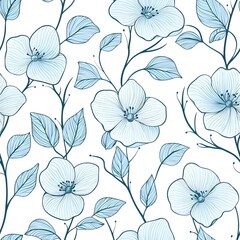 Light blue floral design pattern on a white background.