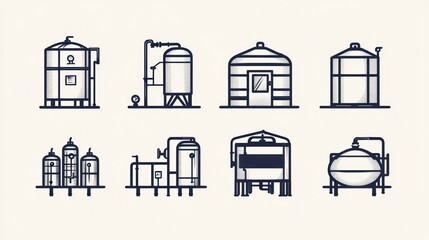 Industrial Tanks Illustration Set