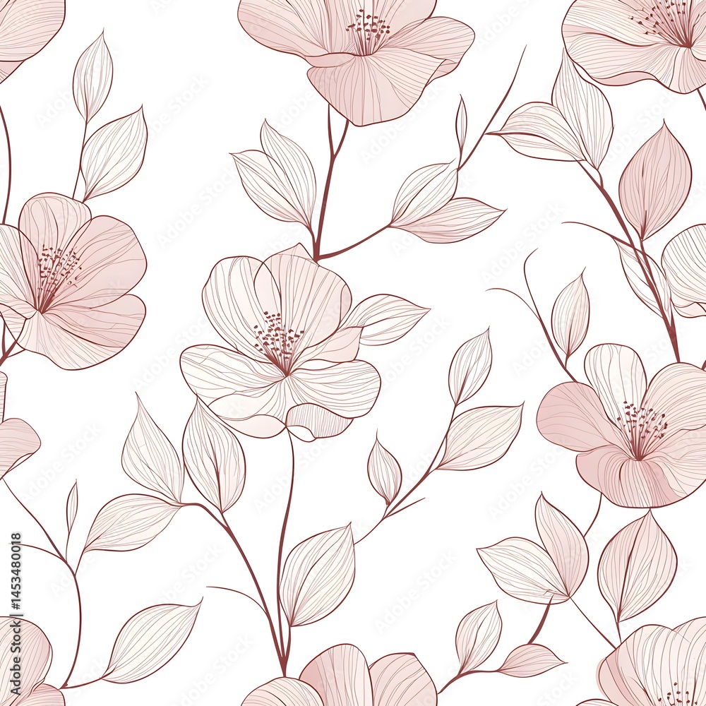 Poster delicate floral pattern design in soft pinks and whites.