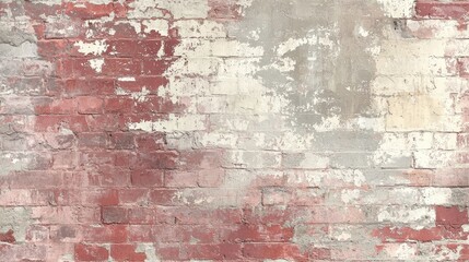 Faded Red Brick Wall Background with Textured Surface and Hues