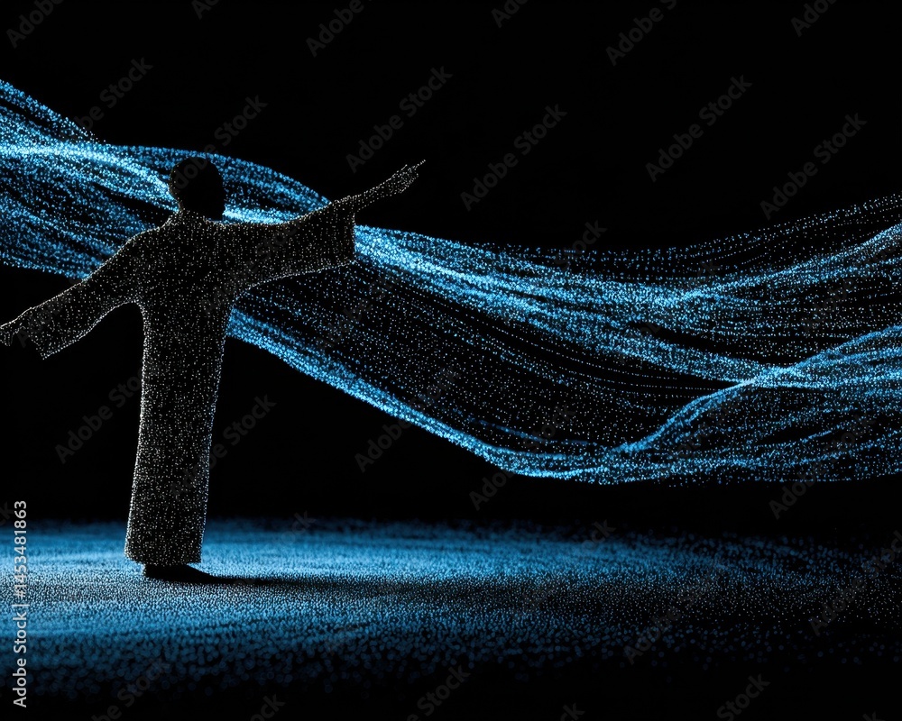 Poster cosmic awakening and enlightenment through ethereal waves of light and energy in a mystical setting
