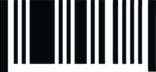 Isolated barcode showing black vertical bars of varying widths against a white background is transparent