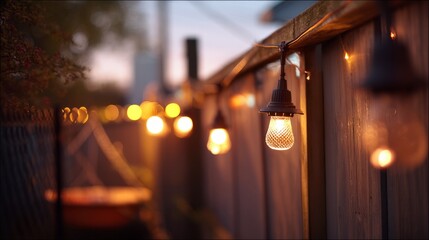 Backyard serenity with soft lights, a peaceful retreat into warmth and comfort
