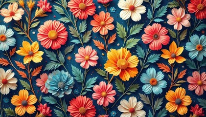 Intricate floral pattern, repeating seamlessly , art, repeating pattern