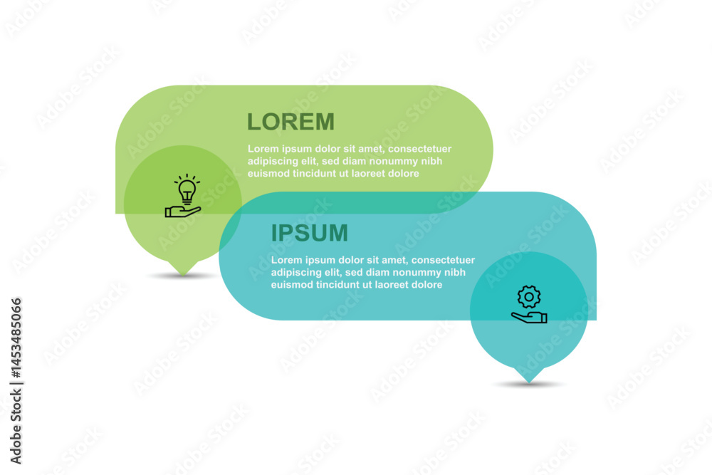 Poster 2 step columns infographic template vector element. Banner presentation design suitable for business information and web graphic design.