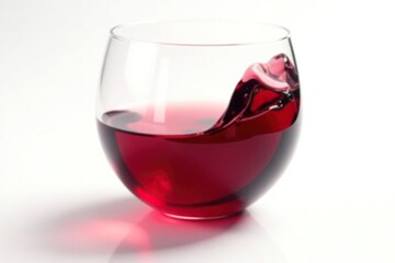 Rich red wine in a crystal glass against pure white , wine glass, wine bottle