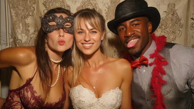 wedding photo booth with pride props and fun costumes