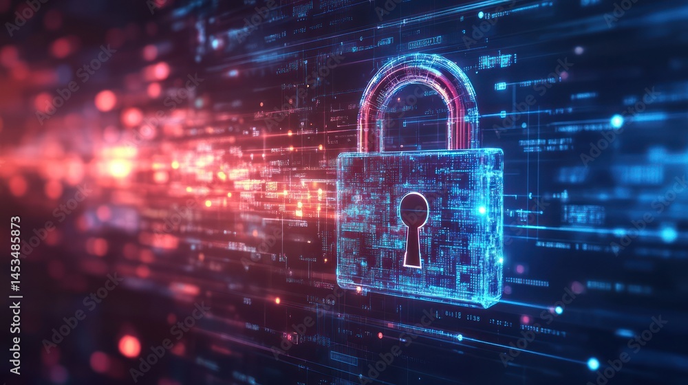 Aufkleber digital safety lock securing future with advanced encryption technology