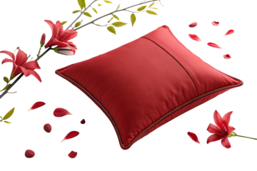 red pillow on a white background