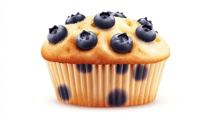 Delicious blueberry muffin, golden-brown top, fresh blueberries
