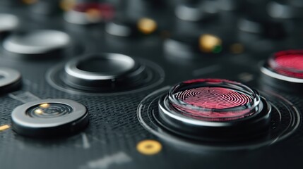 ultra-modern digital vault UI with biometric scan overlay and holographic tokens