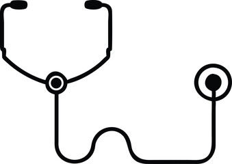 Single black line outlines the shape of a stethoscope on a transparent background