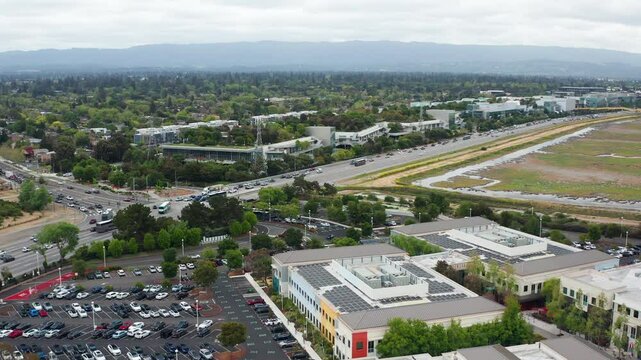 Aerial view of Menlo Park Bay Area California Silicon Valley tech industry 07