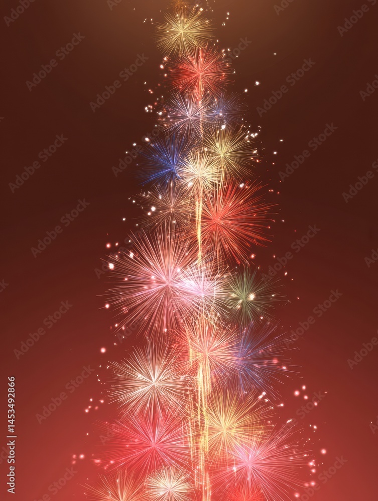 Poster Celebration of Order Confirmation Marked by Animated Fireworks Display in a Vibrant Array of Colors Generative AI