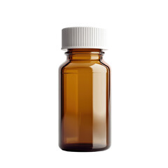 Clear brown medicine bottle isolated on a Transparent background for pharmaceutical use, Medicine bottleisolated on PNG backgroundbackground