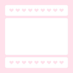 Cute memo template decorated with hearts. cute heart.