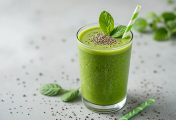 Refreshing Green Drink with Spinach and Mint
