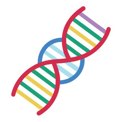 Vectorial DNA strand displays blue circles with red ribs on the white background