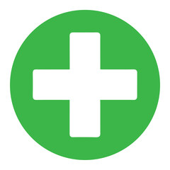 Obraz premium White plus symbol is centered on a bright green circle with transparency