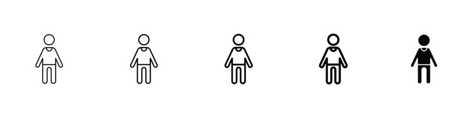 Set of 5 pixel perfect Man icon with 1 unexpanded, 1 silhouette, A symbol representing the male gender using a circle and arrow.