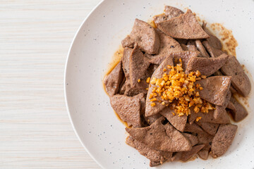 homemade stir-fried pork liver with garlic