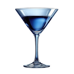 Sophisticated blue martini glass isolated on white background
