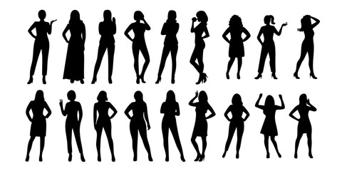 Stylish Women Silhouettes – Fashion Poses and Elegant Postures in Vector