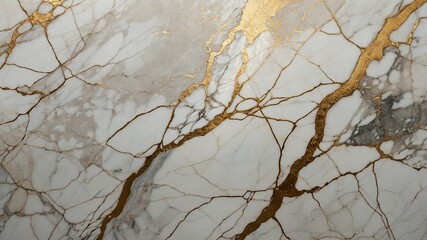 Fototapeta premium Elegant White Marble Texture with Golden Veins Luxury Background Image