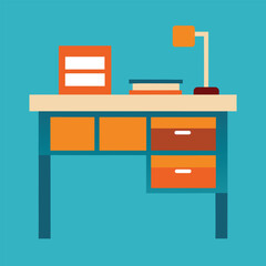 Modern Office Desk Illustration in Flat Style