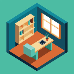Isometric Office Interior with Soft Shadows