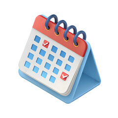 desktop calendar with red ribbon