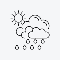 Weather Icons with Clouds, Sun, and Rain