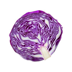 Obraz premium Vibrant Cross-Section of Red Cabbage, Isolated on Black Background
