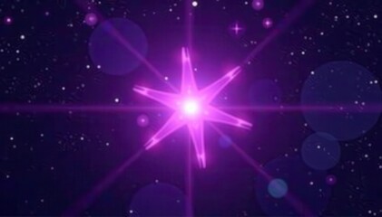 Deep purple star shaped lens flare, ethereal glow, twilight, space, abstract