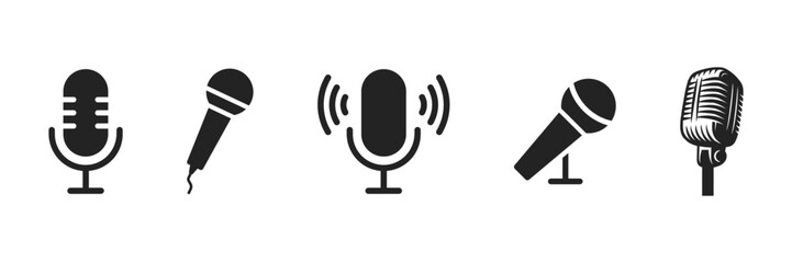 Fototapeta premium Microphone icons set. Variant microphone icon. Podcast microphone. Karaoke mic. Web and mobile icons