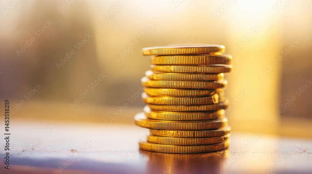 Poster stack of coins representing financial growth and adaptive financial structure in a conceptual illust